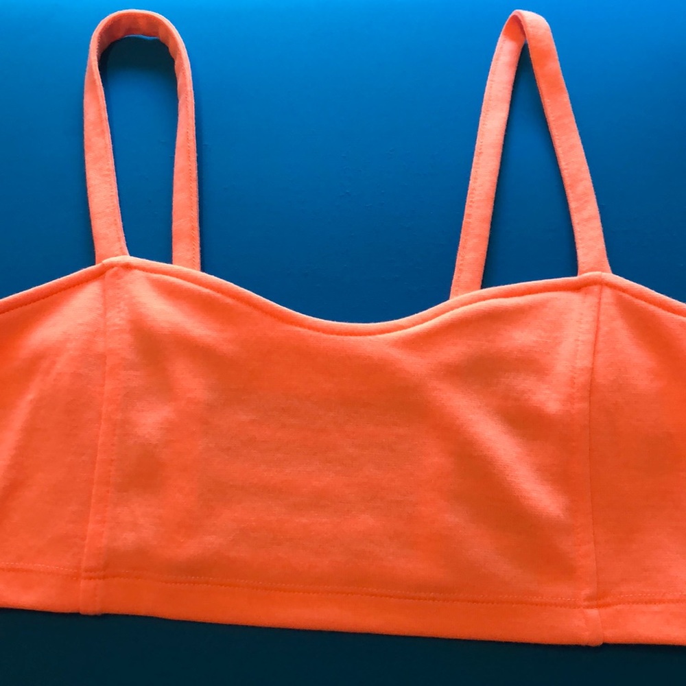 Coral cross cross crop top